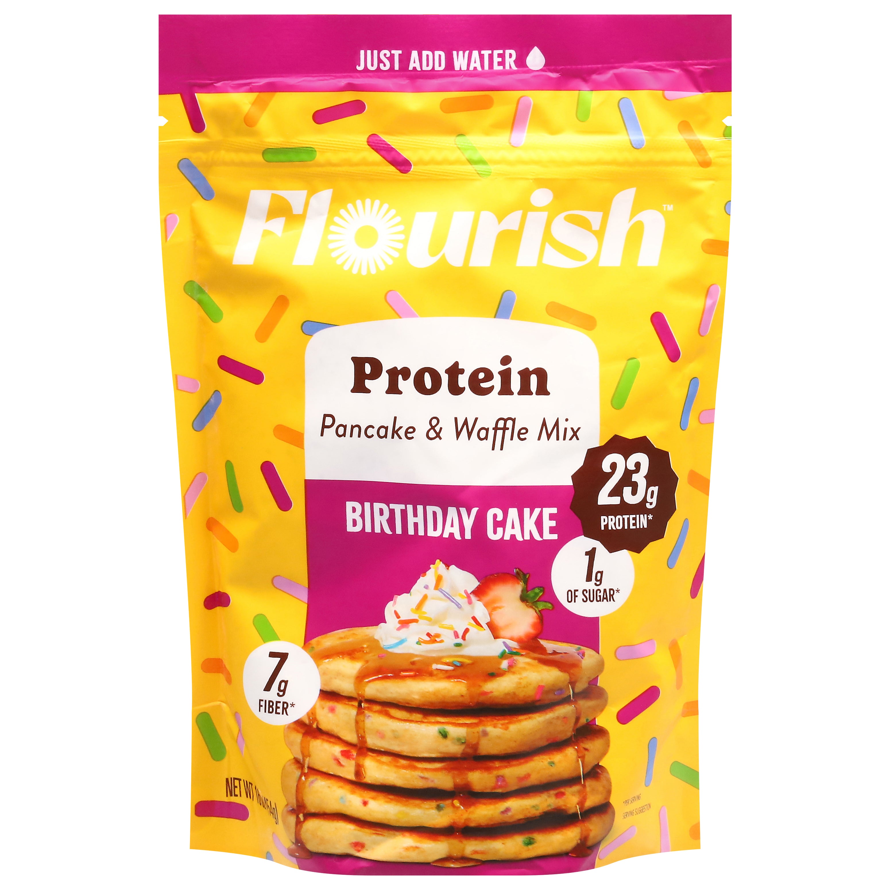 Flourish Birthday Cake Pancake & Waffle Mix 16 oz - Case of 8