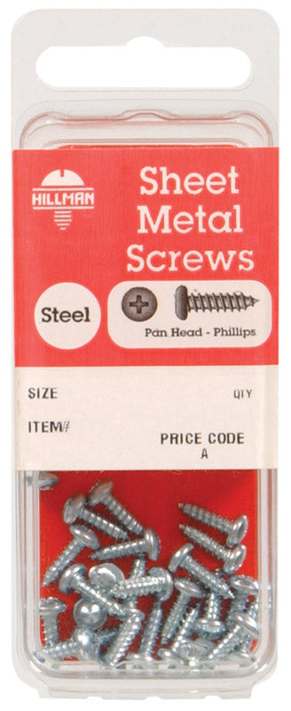 HILLMAN - Hillman No. 4 X 3/8 in. L Phillips Pan Head Sheet Metal Screws 25 pk - Case of 10