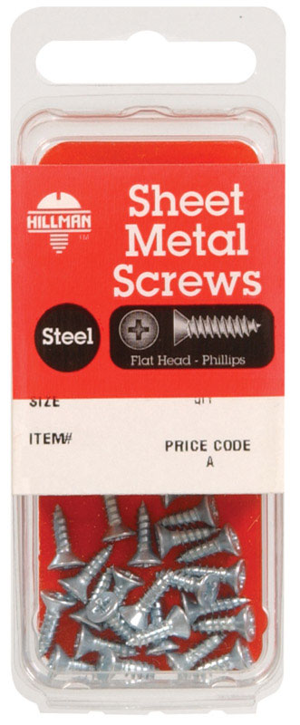 HILLMAN - Hillman No. 4 X 1/4 in. L Phillips Flat Head Sheet Metal Screws 25 pk - Case of 10