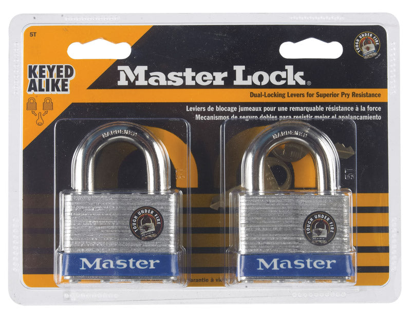 MASTER LOCK - Master Lock 1-1/2 in. H X 7/8 in. W X 2 in. L Steel 4-Pin Cylinder Padlock Keyed Alike [5T]