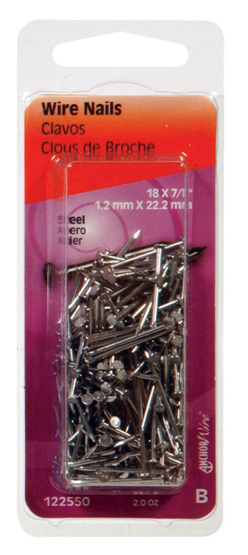 HILLMAN - Hillman 7/8 in. Wire Bright Steel Nail Flat Head - Case of 6