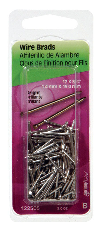 HILLMAN - Hillman 17 Ga. X 3/4 in. L Bright Steel Brad Nails 1 pk 2 oz - Case of 6