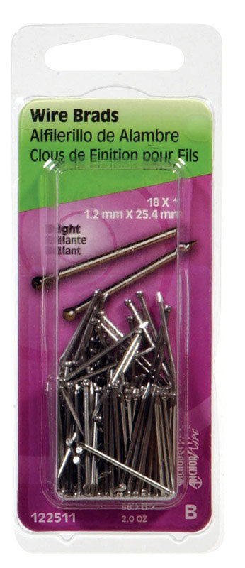 HILLMAN - Hillman 18 Ga. X 1 in. L Bright Steel Brad Nails 1 pk 2 oz - Case of 6