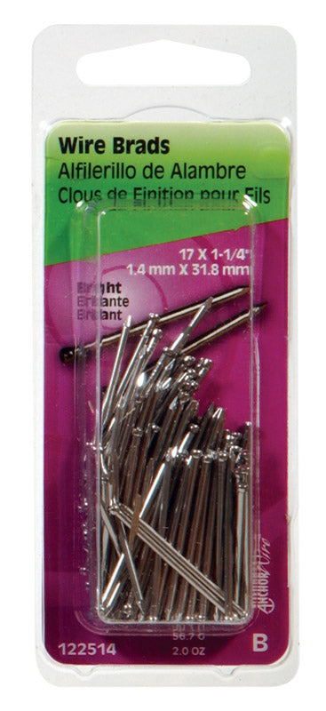 HILLMAN - Hillman 17 Ga. X 1-1/4 in. L Bright Steel Brad Nails 1 pk 2 oz - Case of 6