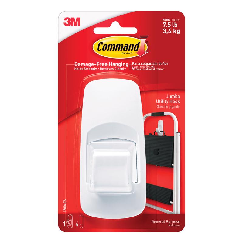 3M - 3M Command Jumbo Plastic Hook 4.25 in. L 1 pk