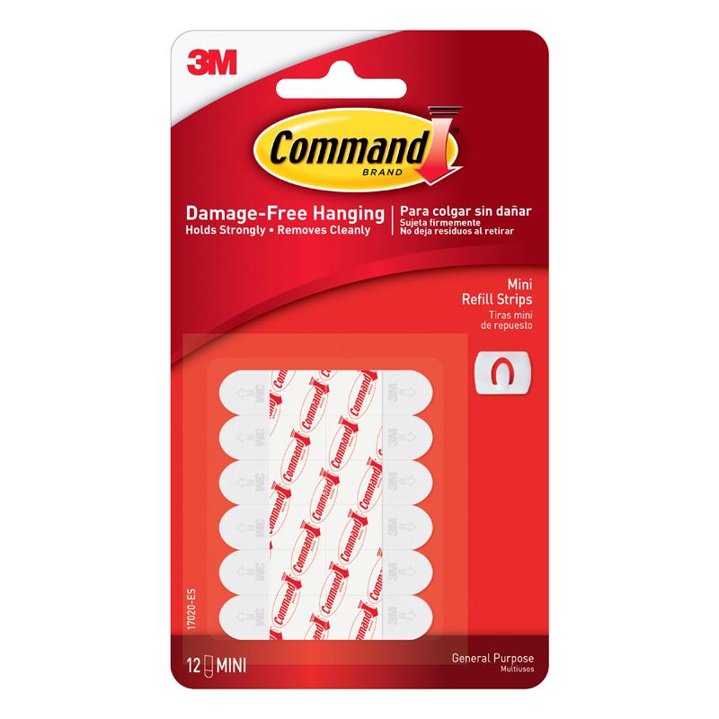 3M - 3M Command Mini Foam Adhesive Strips 1.177 in. L 12 pk - Case of 6