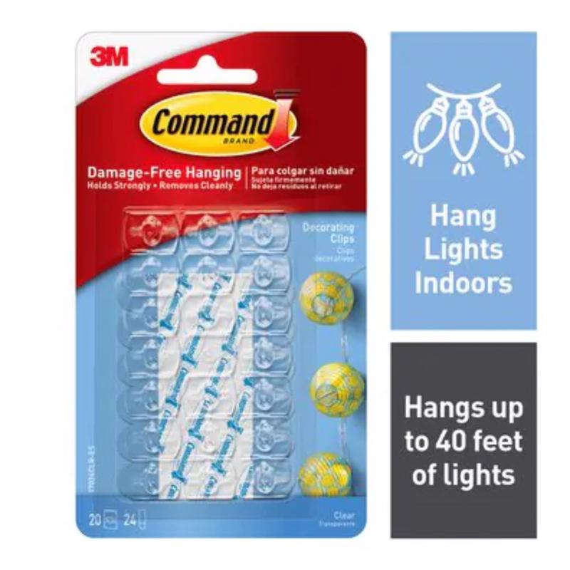 3M - 3M Command Small Plastic Light Clips 0.75 in. L 20 pk