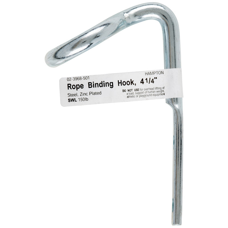 HAMPTON - Hampton Small Zinc-Plated Silver Steel 4.125 in. L Rope Binding Hook 150 lb 1 pk - Case of 10