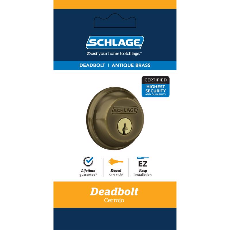 SCHLAGE - Schlage Antique Brass Zinc Single Cylinder Deadbolt