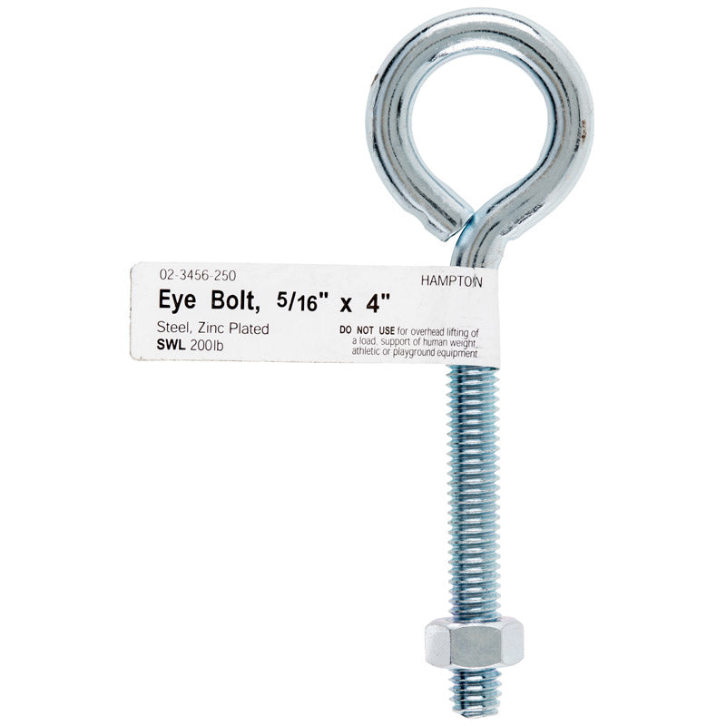 HAMPTON - Hampton 5/16 in. X 4 in. L Zinc-Plated Steel Eyebolt Nut Included - Case of 10