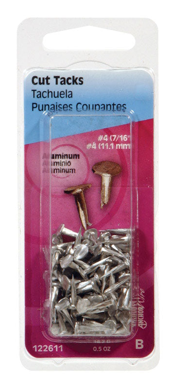 HILLMAN - Hillman No. 3 X 3/8 in. L Silver Aluminum Cut Tacks 0.5 pk - Case of 6