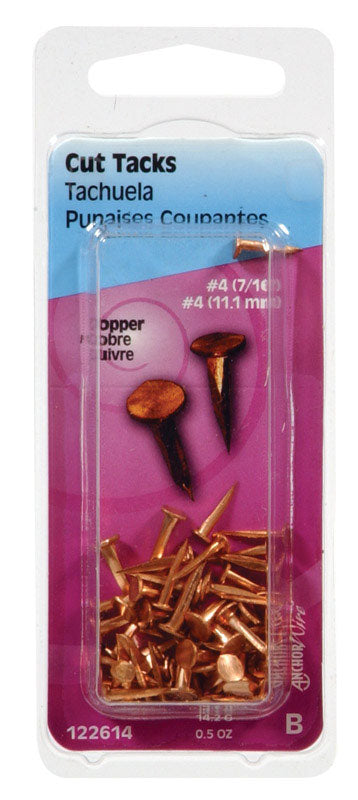 HILLMAN - Hillman No. 6 X 1/2 in. L Copper Cut Tacks 0.5 pk - Case of 6