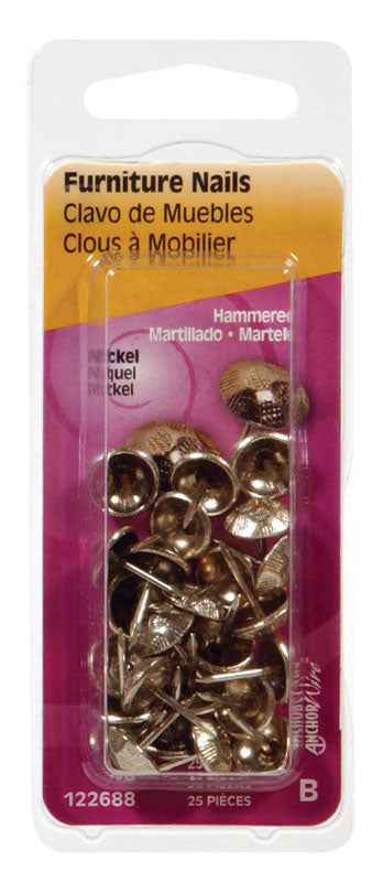 HILLMAN - Hillman 1/2 in. Furniture Brass Nail Hammered Head - Case of 6