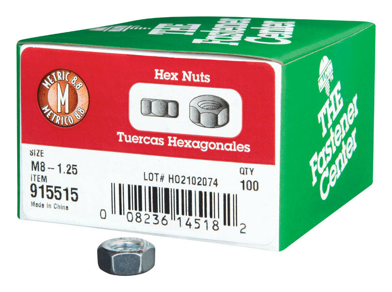 HILLMAN - Hillman M8-1.25 mm Zinc-Plated Steel Metric Hex Nut 100 pk