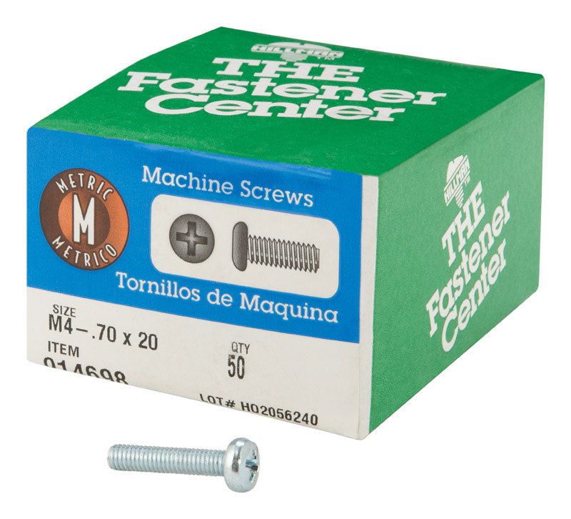 HILLMAN - Hillman M4-0.7 X 20 mm L Phillips Pan Head Zinc-Plated Steel Metric Machine Screws 50 pk