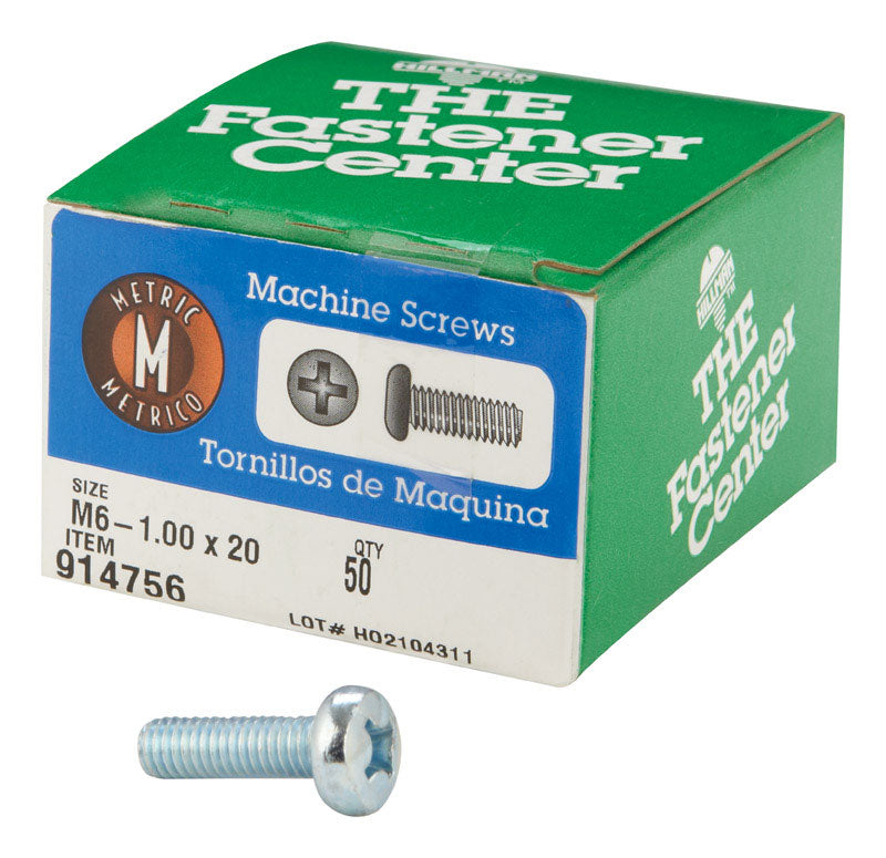 HILLMAN - Hillman M6-1 X 20 mm L Phillips Pan Head Zinc-Plated Steel Metric Machine Screws 50 pk