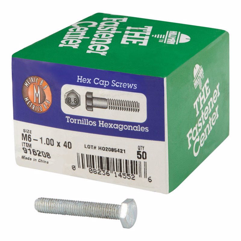 HILLMAN - Hillman M6-1.00 mm D X 40 mm L Heat Treated Steel Hex Head Cap Screw 50 pk