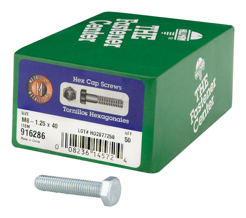 HILLMAN - Hillman M8-1.25 mm D X 40 mm L Heat Treated Steel Hex Head Cap Screw 50 pk