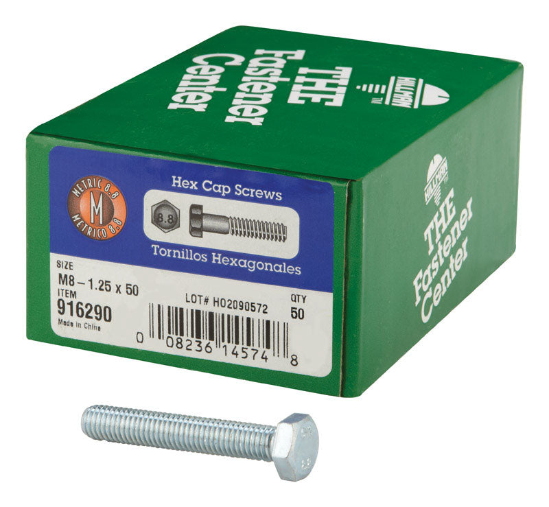 HILLMAN - Hillman M8-1.25 mm D X 50 mm L Heat Treated Steel Hex Head Cap Screw 50 pk