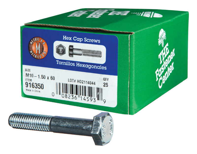 HILLMAN - Hillman M10-1.50 mm D X 60 mm L Heat Treated Steel Hex Head Cap Screw 25 pk