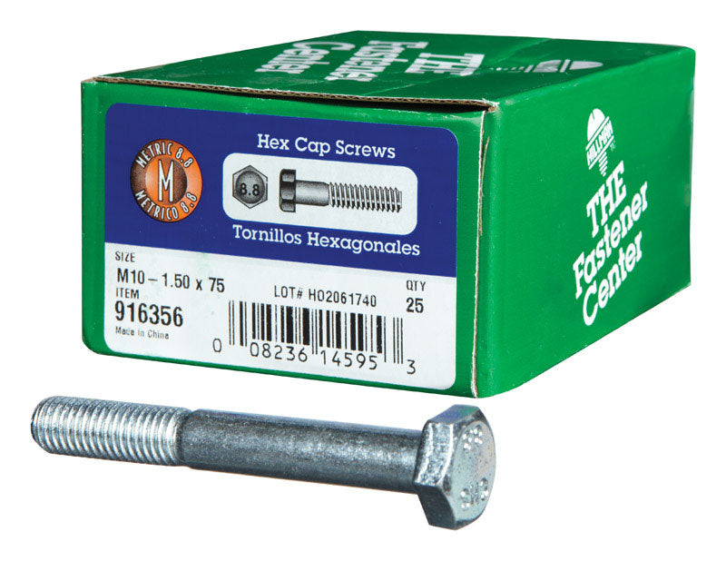 HILLMAN - Hillman M10-1.50 mm D X 75 mm L Heat Treated Steel Hex Head Cap Screw 25 pk