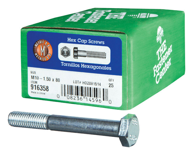 HILLMAN - Hillman M10-1.50 mm D X 80 mm L Heat Treated Steel Hex Head Cap Screw 25 pk