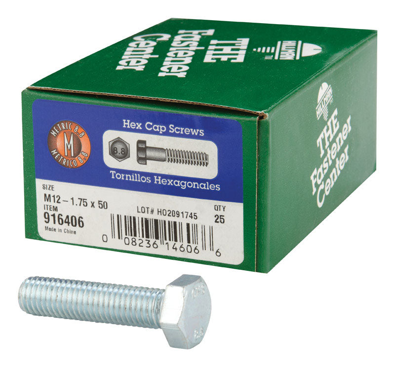 HILLMAN - Hillman M12-1.75 mm D X 50 mm L Heat Treated Steel Hex Head Cap Screw 25 pk