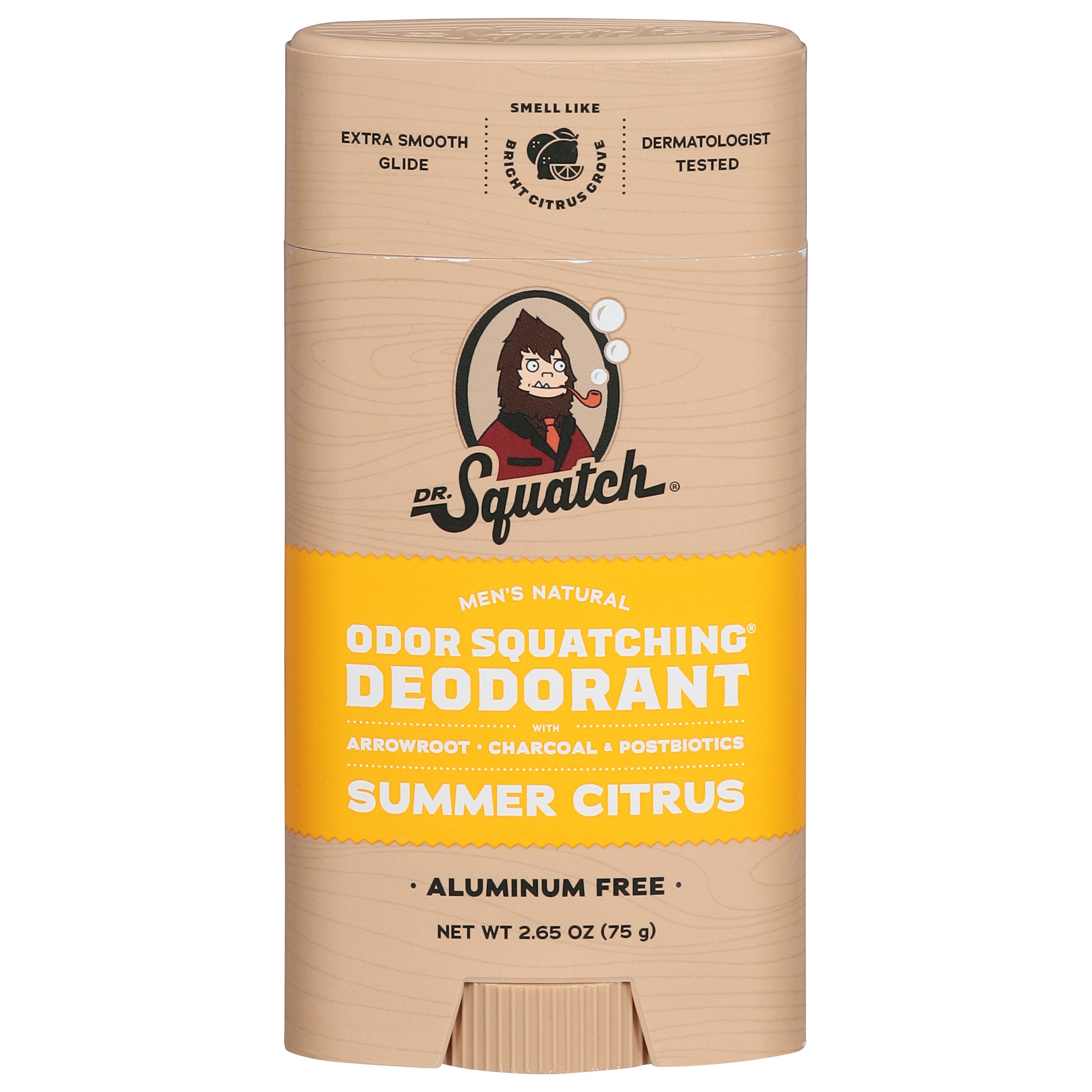 Dr. Squatch Men's Natural Odor Squatching Summer Citrus Deodorant 2.65 oz - Case of 1