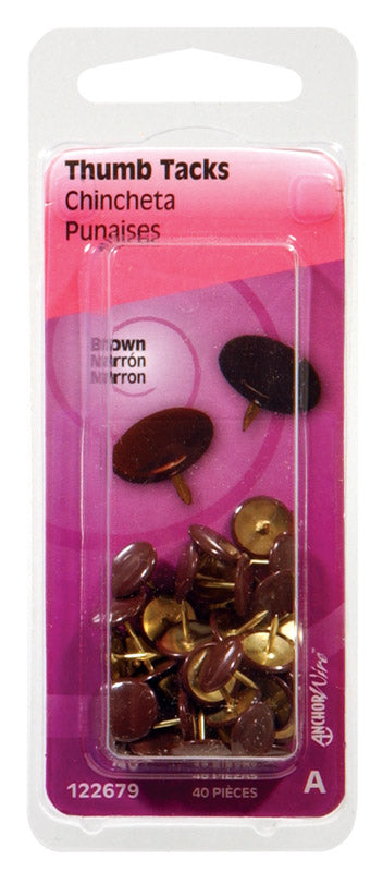 HILLMAN - Hillman Brown Push Pins 40 pk - Case of 6