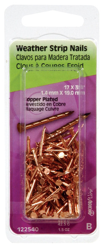 HILLMAN - Hillman 3/4 in. Weatherstrip Copper Copper Nail Flat Head - Case of 6