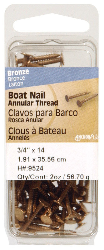 HILLMAN - Hillman 3/4 in. Boat Bronze Steel Nail Flat Head 2 oz - Case of 6