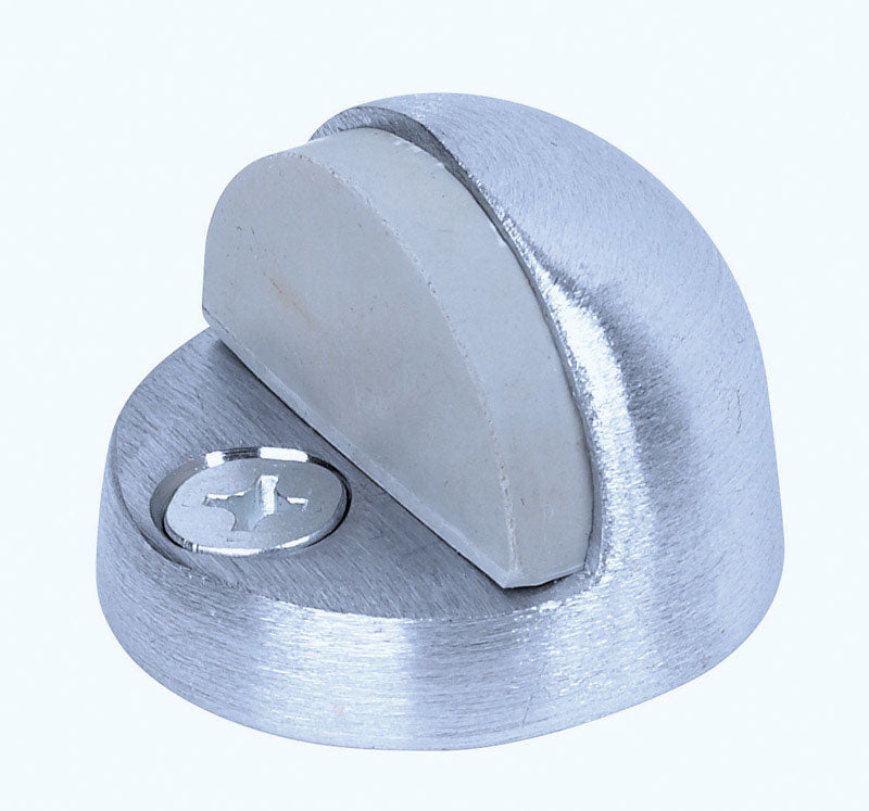 TELL - Tell Aluminum Satin Chrome Silver Door Stop Mounts to floor [DT100032]