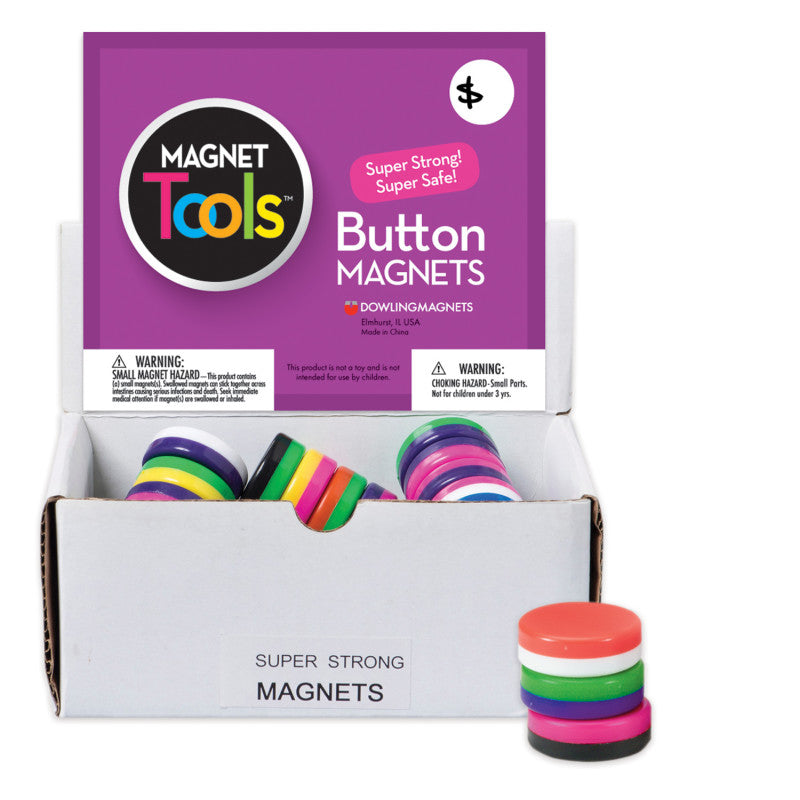 DOWLING MAGNETS - Button Magnet Display, Pack of 40