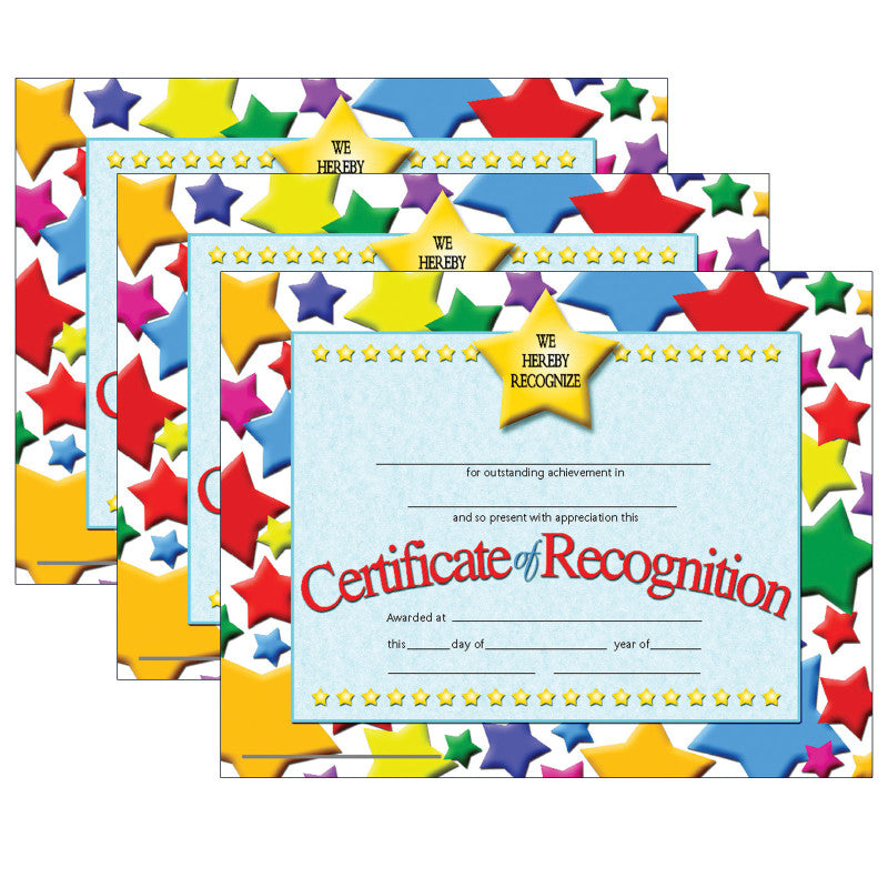 HAYES PUBLISHING - Certificate of Recognition, 30 Per Pack, 3 Packs