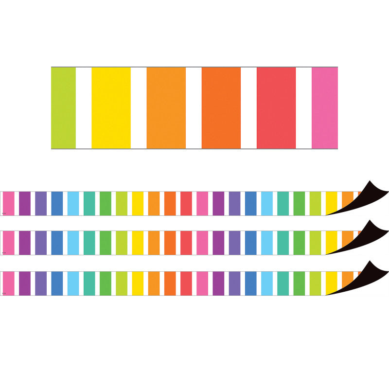 TEACHER CREATED RESOURCES - Colorful Stripes Magnetic Border, 24 Feet Per Pack, 3 Packs