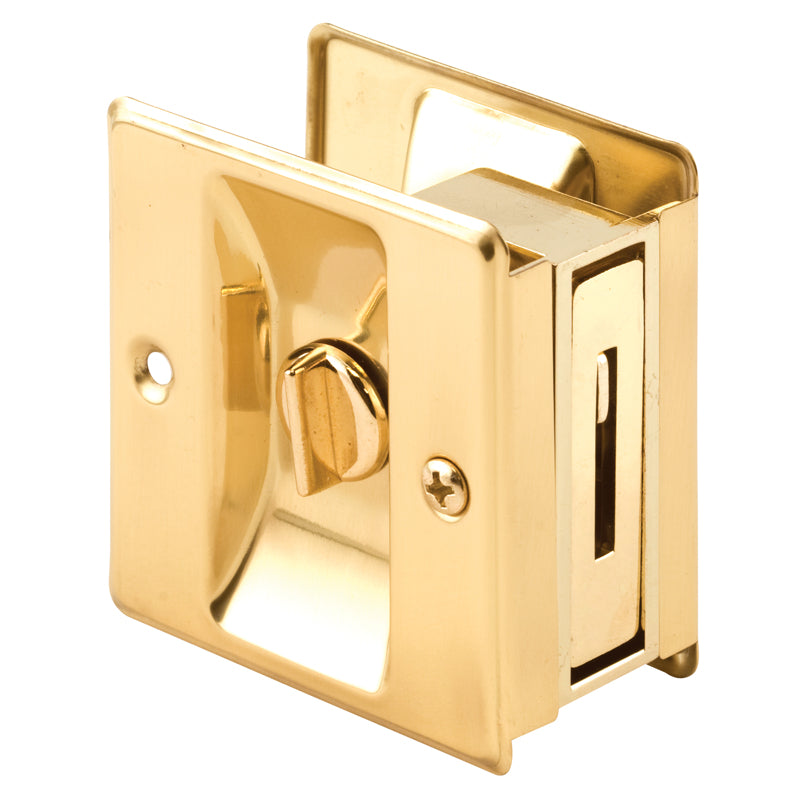 PRIME-LINE - Prime-Line Polished Brass Gold Solid Brass Pocket Door Privacy Lock 1 pk