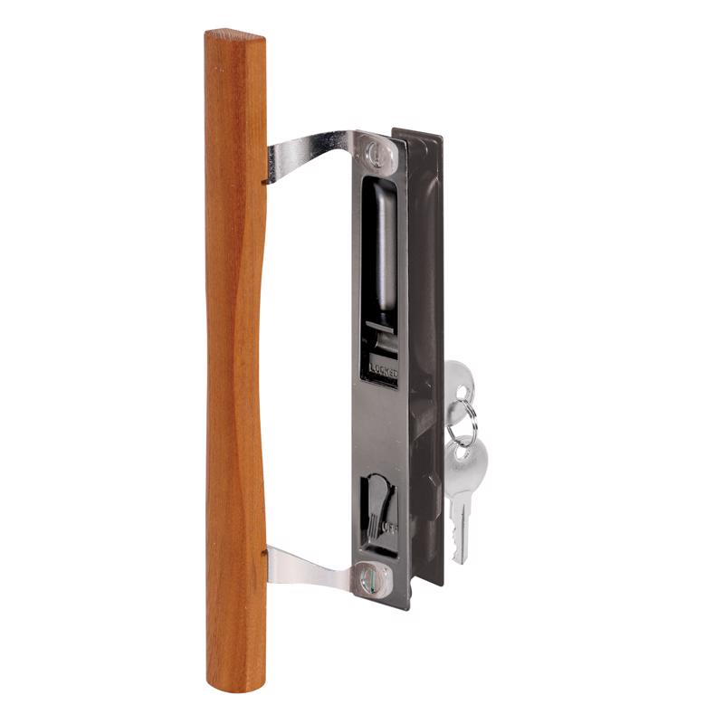 PRIME-LINE - Prime-Line Wood Tone Steel Outdoor Sliding Glass Door Lock Set [C 1032]