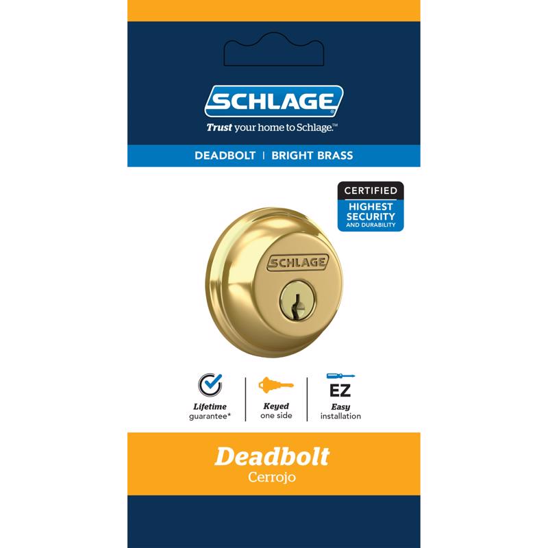 SCHLAGE - Schlage Bright Brass Zinc Single Cylinder Deadbolt