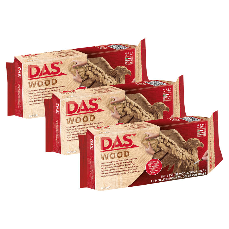 Modeling Clay Air Hardening, Wood, 700g, Pack of 3