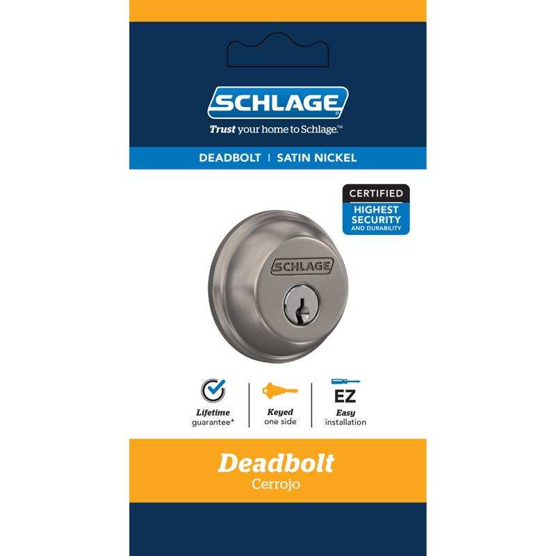 SCHLAGE - Schlage Satin Nickel Zinc Single Cylinder Deadbolt