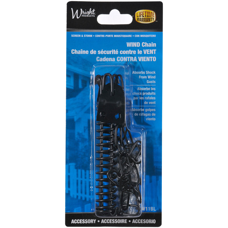 WRIGHT - Wright Galvanized Black Steel Spring & Chain Door Retainer 1 pk