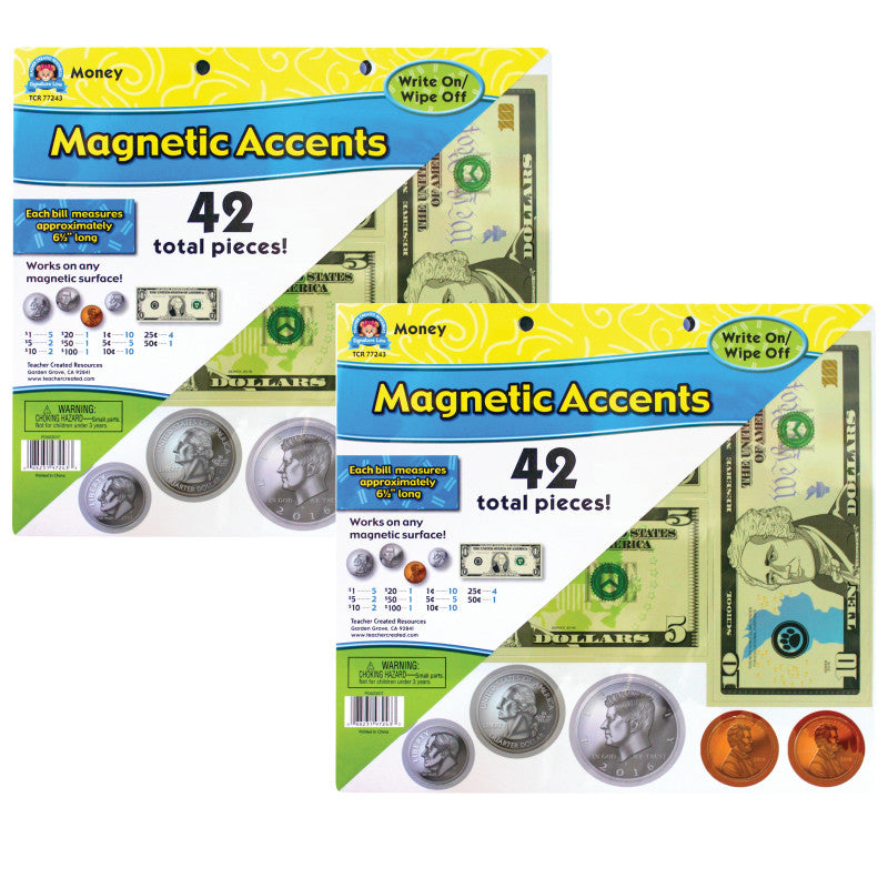 TEACHER CREATED RESOURCES - Money Magnetic Accents, 42 Per Pack, 2 Packs