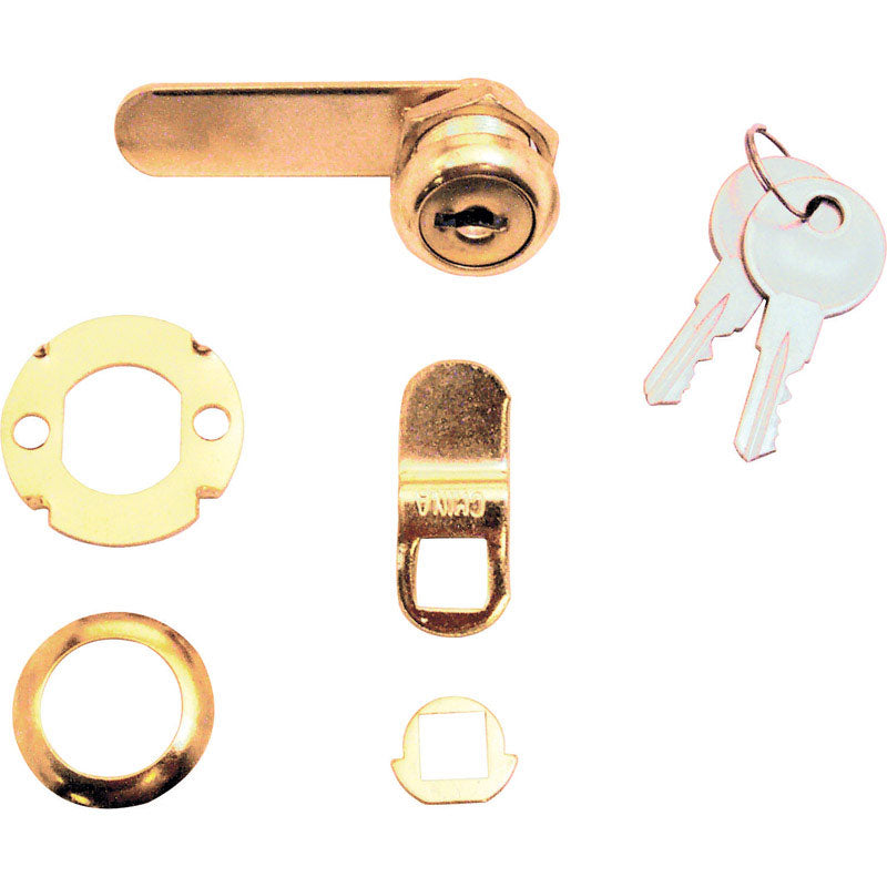 PRIME-LINE - Prime-Line Bright Brass Gold Steel Cabinet/Drawer Lock [U9942]