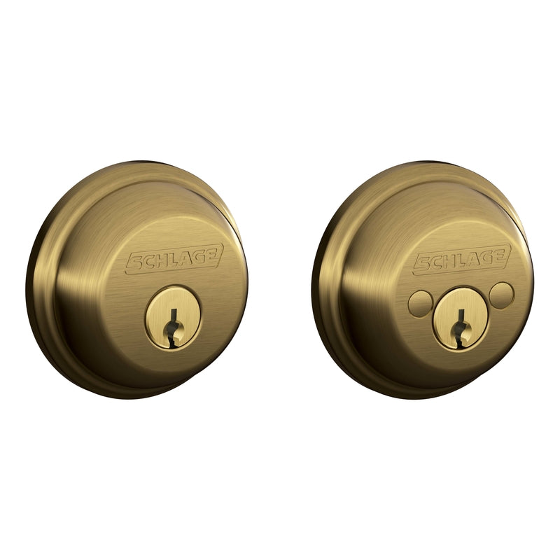 SCHLAGE - Schlage B-Series Antique Brass Brass Double Cylinder Deadbolt - Case of 4