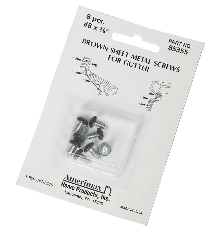 AMERIMAX - Amerimax 8 Sizes X 3/8 in. L Phillips/Slotted Round Head Sheet Metal Screws 8 pk