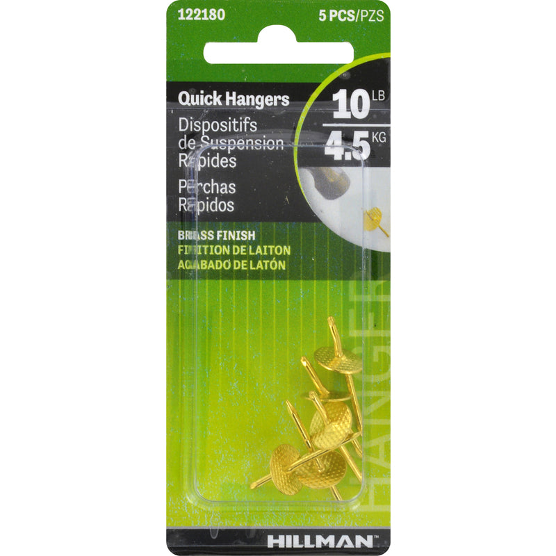 HILLMAN - Hillman AnchorWire Brass-Plated One Piece Quick Hanger 10 lb 5 pk - Case of 10