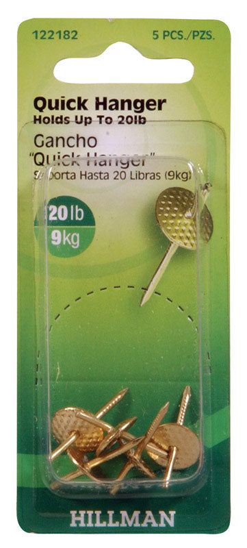 HILLMAN - Hillman AnchorWire Brass-Plated One Piece Quick Hanger 20 lb 5 pk - Case of 10