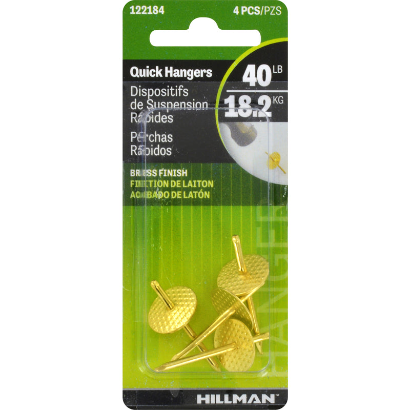 HILLMAN - Hillman AnchorWire Brass-Plated One Piece Quick Hanger 40 lb 4 pk - Case of 10