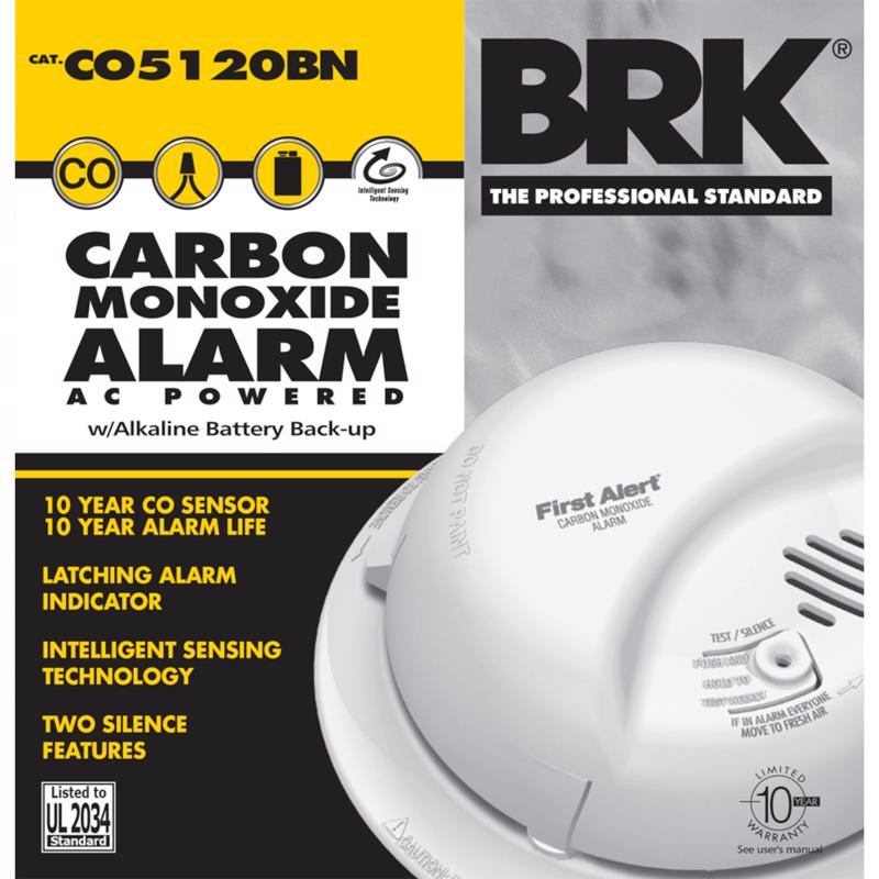 FIRST ALERT - BRK Hard-Wired w/Battery Back-up Electrochemical Carbon Monoxide Detector