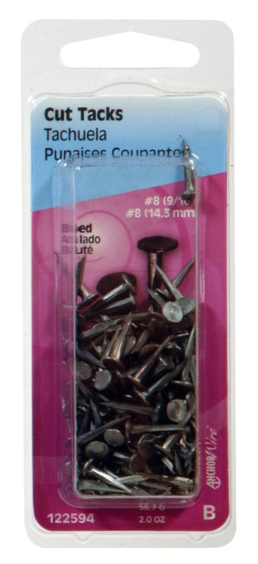 HILLMAN - Hillman No. 8 X 9/16 in. L Blue Steel Cut Tacks 2 pk - Case of 6